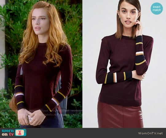 Whistles Hayden Stripe Cuff Sweater worn by Paige Townsen (Bella Thorne) on Famous in Love