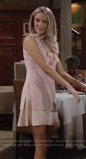 Abby’s blush pink layered dress on The Young and the Restless