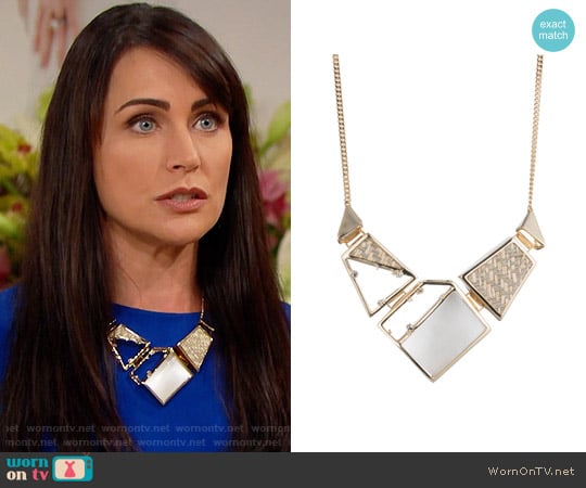 Alexis Bittar Geometric Raffia Bib Necklace worn by Quinn Fuller (Rena Sofer) on The Bold and the Beautiful