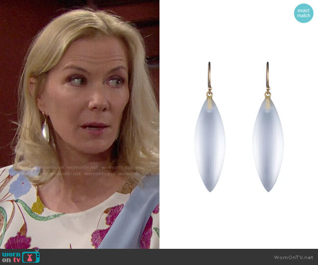 Alexis Bittar Sliver Earrings worn by Brooke Logan (Katherine Kelly Lang) on The Bold & the Beautiful