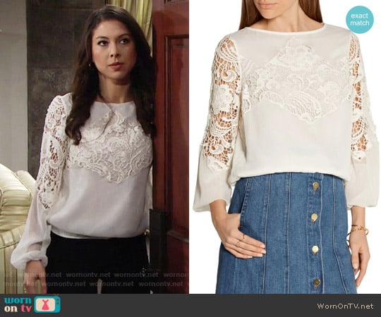 Alice + Olivia Jenelle Top worn by Juliet Helton (Laur Allen) on The Young and the Restless