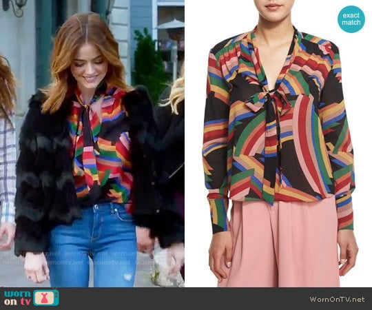 Alice + Olivia Aisha Top worn by Aria Montgomery (Lucy Hale) on Pretty Little Liars