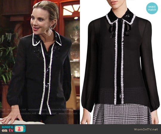 Alice + Olivia Gigi Blouse worn by Gloria Abbott Bardwell (Judith Chapman) on The Young and the Restless