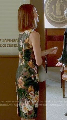 Ashley's floral dress with asymmetric neckline on Pretty Little Liars