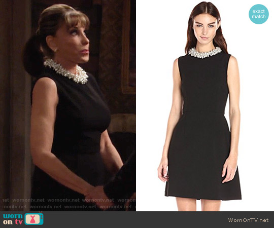WornOnTV: Esther's black dress with pearl collar on The Young and