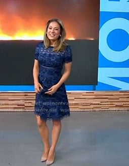 Ginger’s blue floral lace trimmed dress on Good Morning America
