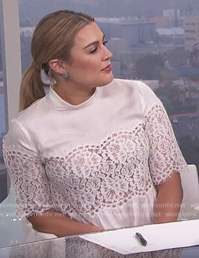 Carissa's white lace panel top on E! News Daily Pop