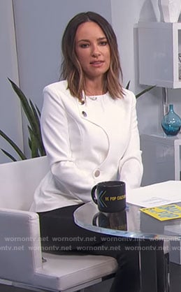 Catt's white jacket on E! News Daily Pop