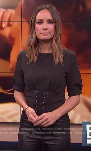 Catt’s black corset top on E! News