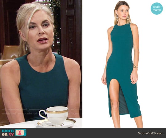 Cinq a Sept Eve Dress in Everglade worn by Ashley Abbott (Eileen Davidson) on The Young and the Restless