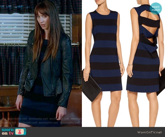 10 Crosby Derek Lam Cutout striped knitted mini dress worn by Spencer Hastings (Troian Bellisario) on Pretty Little Liars