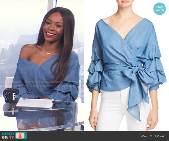 Do and Be Chambray Wrap Top worn by Zuri Hall on E! News