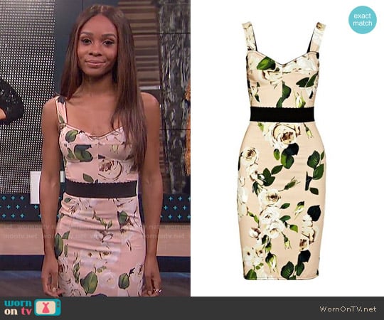 Dolce & Gabbana Rose-print crepe bustier dress worn by Zuri Hall on E! News