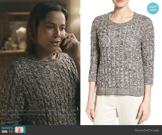 Eileen Fisher Organic Cotton Cable Tape Yarn Sweater worn by Hallie Jordan (Rhiannon Giddens) on Nashville