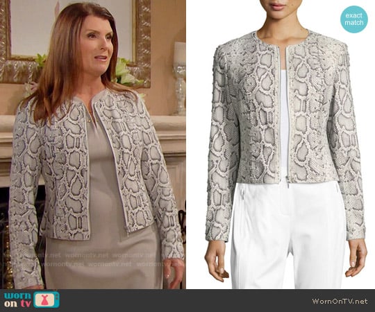 Elie Tahari Janet Python Jacket worn by Sheila Carter (Kimberlin Brown) on The Bold and the Beautiful