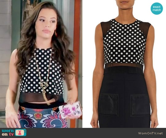 Elizabeth and James Enno Polka Dot Crop Top worn by Kibby Ainsley (Chloe Bridges) on Daytime Divas