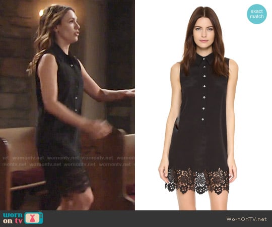 Equipment Sleeveless Lucida Dress worn by Chloe Mitchell (Elizabeth Hendrickson) on The Young and the Restless