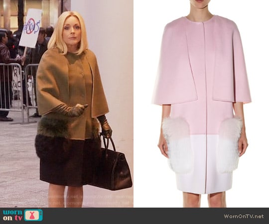 Fendi Fur-pocket Bi-colour Coat worn by Jacqueline Voorhees (Jane Krakowski) on Unbreakable Kimmy Schmidt