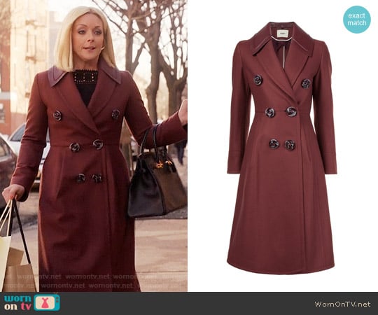 Fendi Double Breasted Coat worn by Jacqueline Voorhees (Jane Krakowski) on Unbreakable Kimmy Schmidt