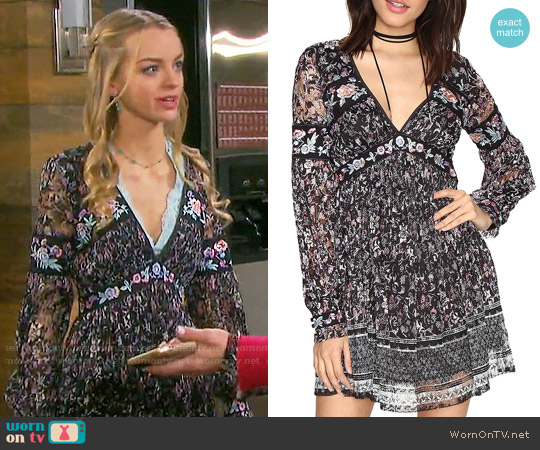 Free People Cherry Blossom Mini Dress worn by Claire Brady (Olivia Keegan) on Days of our Lives