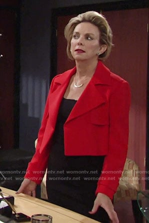 Gloria’s red cropped jacket on The Young and the Restless