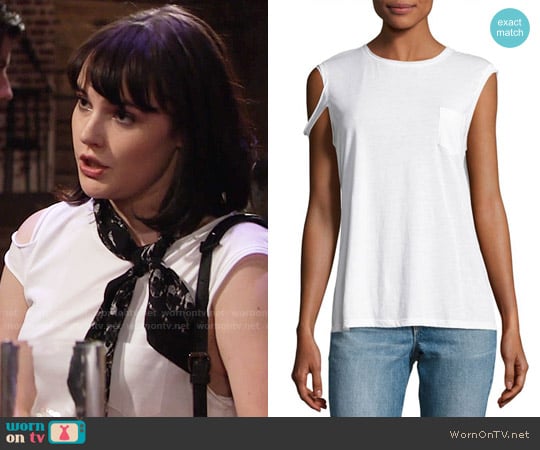 Helmut Lang Raw-Edge Pima Jersey Tee worn by Tessa Porter (Cait Fairbanks) on The Young and the Restless