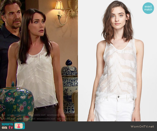 IRO Orso Burnout Silk Tank worn by Quinn Fuller (Rena Sofer) on The Bold and the Beautiful