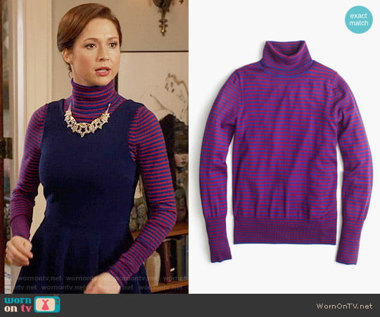 J. Crew Tippi turtleneck sweater in stripe worn by Kimmy Schmidt (Ellie Kemper) on Unbreakable Kimmy Schmidt