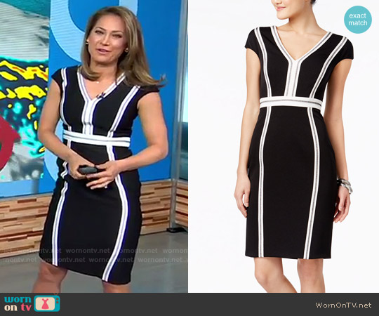 Jax Cap-Sleeve Seamed Sheath Dress worn by Ginger Zee on Good Morning America