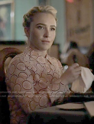 Juliette’s orange print blouse on Nashville