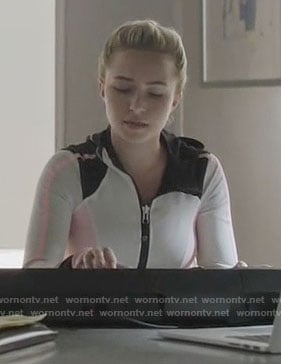 Juliette's black, white and pink active jacket on Nashville