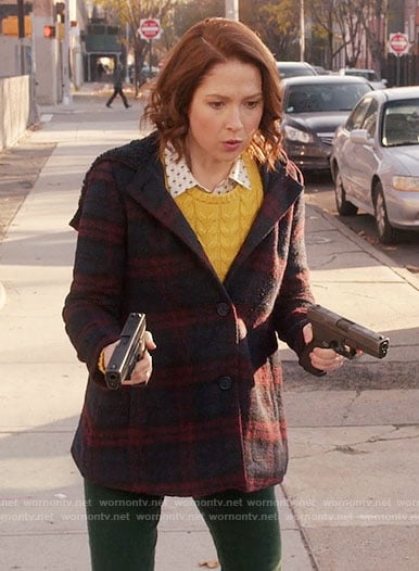 Kimmy’s plaid coat on Unbreakable Kimmy Schmidt