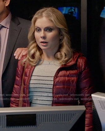 Liv's striped sweater and burgundy puffer jacket on iZombie