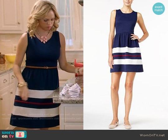 Maison Jules Striped Fit & Flare Dress worn by Heather Flynn-Kellogg (Fiona Gubelmann) on Daytime Divas