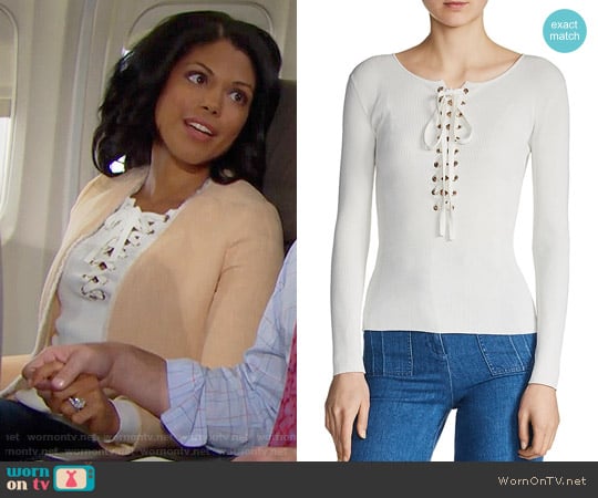 Maje Matana Lace-Up Sweater worn by Maya Avant (Karla Mosley) on The Bold and the Beautiful