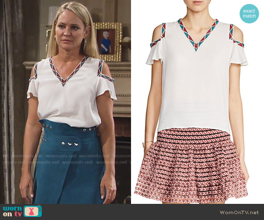 Maje Lisea Top worn by Sharon Newman (Sharon Case) on The Young and the Restless