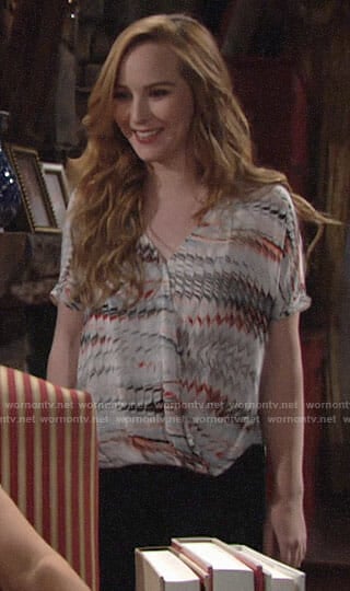 Mariah’s marbled print top on The Young and the Restless