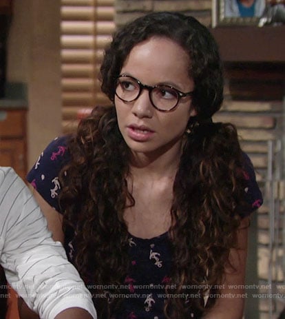 Mattie's anchor print tee on The Young and the Restless