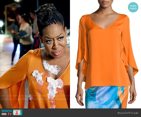 Milly Butterfly-Sleeve V-Neck Blouse worn by Mo Evans (Tichina Arnold) on Daytime Divas