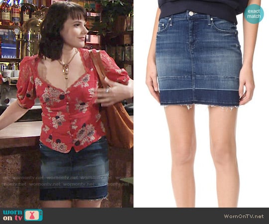 Mother Undone Hem Denim Skirt worn by Tessa Porter (Cait Fairbanks) on The Young and the Restless