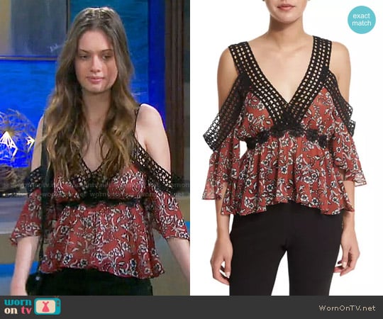 N/Nicholas Sicilian Floral Cold-Shoulder Top worn by Jade Michaels (Gabrielle Haugh) on Days of our Lives