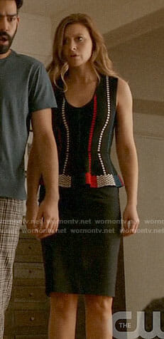 Peyton's black top with red, white, and blue stripes on iZombie