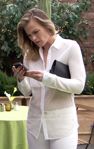 Phyllis’s white perforated shirt on The Young and the Restless