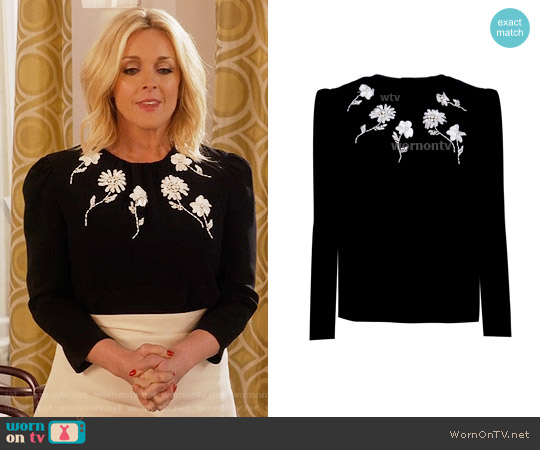 Prada Embellished Top worn by Jacqueline Voorhees (Jane Krakowski) on Unbreakable Kimmy Schmidt