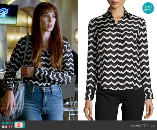 Rag & Bone Faye Chevron Shirt worn by Spencer Hastings (Troian Bellisario) on Pretty Little Liars