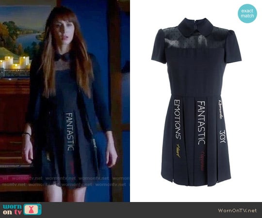 RED Valentino Sheer Panel Pleated Dress worn by Spencer Hastings (Troian Bellisario) on Pretty Little Liars