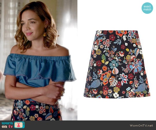 River Island Floral Print Mini Skirt worn by Cassandra (Georgie Flores) on Famous in Love