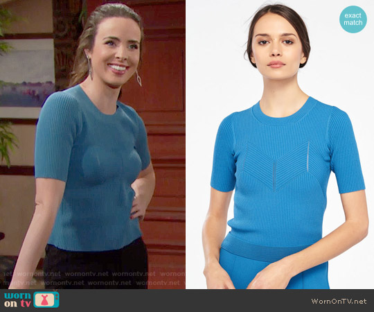 Sandro Elasticated Knit Cropped Sweater worn by Ivy Forrester (Ashleigh Brewer) on The Bold & the Beautiful