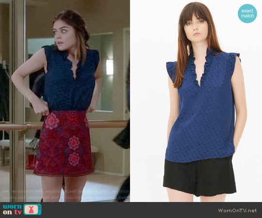 Sandro Poppy Top worn by Aria Montgomery (Lucy Hale) on Pretty Little Liars