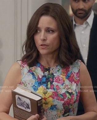 Selina’s sleeveless floral dress on Veep